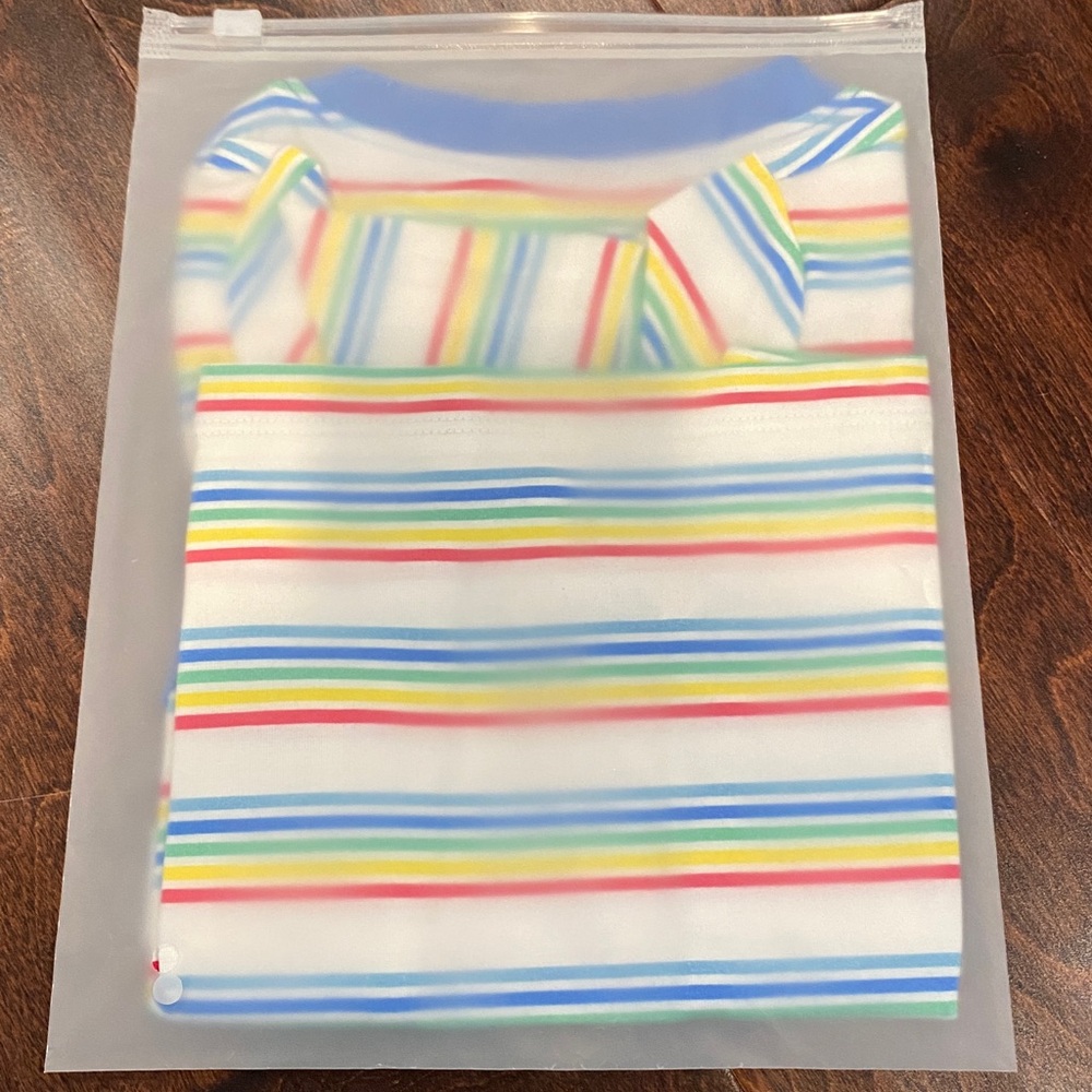 Macaron + Me Bamboo Retro Stripes T-Shirt with Blue Pocket 12-18m NWT - Picture 3 of 3